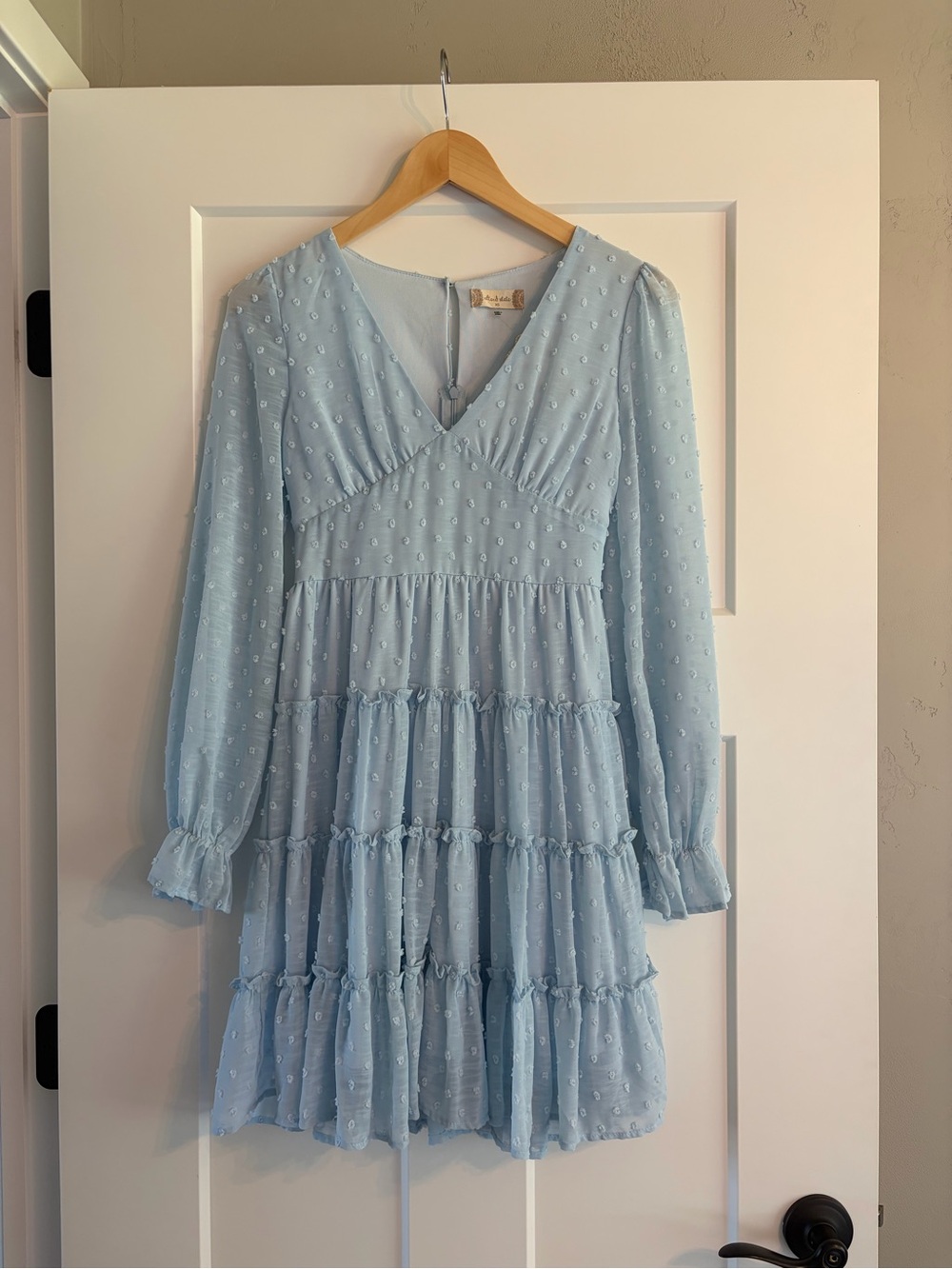 Altar’d State Light Blue Swiss Dot Tiered Mini Dress XS NWT
